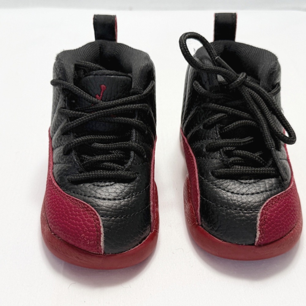 Jordan 12 Retro TD Toddler 6C Black Red Excellent Flu Game Sneakers 850000-002